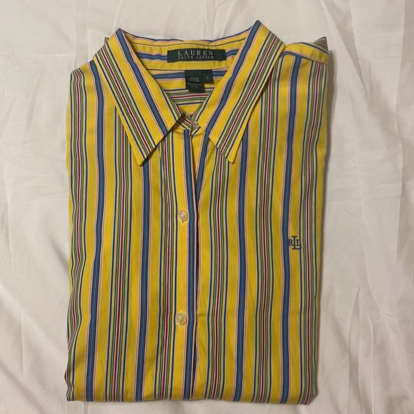 Ralph Lauren VTG Multi Colored Button-down 3/4 Sleeve Size L, Cotton Light EC - Picture 10 of 10